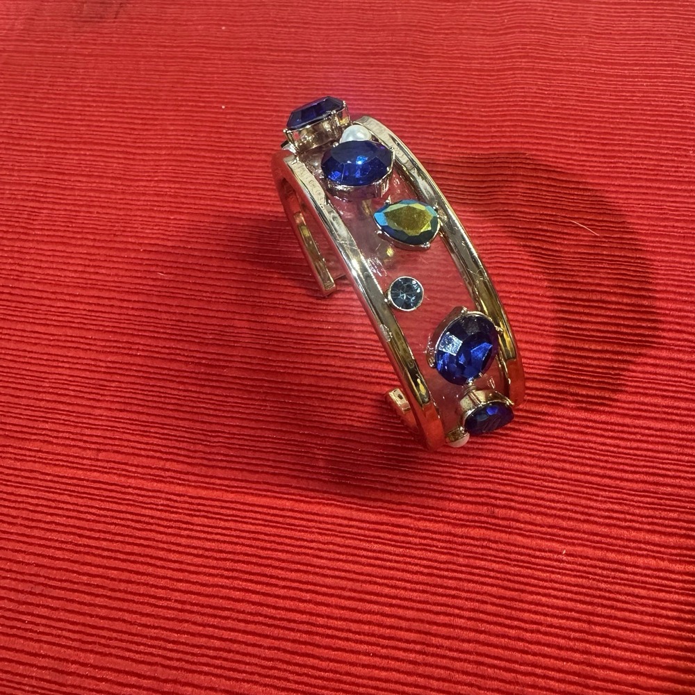 Betsey Johnson Resin, Pearl And Rhinestone‎ Gemstone Cuff Bracelet